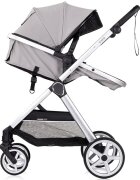 CHIPOLINO Carucior 2 in 1 pentru copii Vista Cloud Grey transformabil cadru din aluminiu sezut reversibil maner reglabil suspensii husa de picioare geanta greutate suportata 22 kg