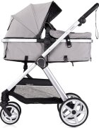 CHIPOLINO Carucior 2 in 1 pentru copii Vista Cloud Grey transformabil cadru din aluminiu sezut reversibil maner reglabil suspensii husa de picioare geanta greutate suportata 22 kg