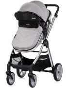CHIPOLINO Carucior 2 in 1 pentru copii Vista Cloud Grey transformabil cadru din aluminiu sezut reversibil maner reglabil suspensii husa de picioare geanta greutate suportata 22 kg