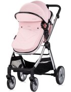 CHIPOLINO Carucior 2 in 1 pentru copii Vista Pink Marshmallow transformabil cadru din aluminiu sezut reversibil maner reglabil suspensii husa de picioare geanta greutate suportata 22 kg