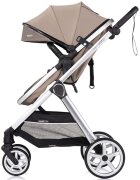 CHIPOLINO Carucior 2 in 1 pentru copii Vista Tiramisu transformabil cadru din aluminiu sezut reversibil maner reglabil suspensii husa de picioare geanta greutate suportata 22 kg