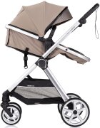 CHIPOLINO Carucior 2 in 1 pentru copii Vista Tiramisu transformabil cadru din aluminiu sezut reversibil maner reglabil suspensii husa de picioare geanta greutate suportata 22 kg