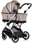 CHIPOLINO Carucior 3 in 1 pentru copii Aurora Latte reversibil spatar reglabil cadru din aluminiu suspensii geanta greutate admisa 22 kg