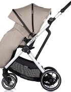 CHIPOLINO Carucior 3 in 1 pentru copii Aurora Latte reversibil spatar reglabil cadru din aluminiu suspensii geanta greutate admisa 22 kg