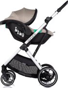 CHIPOLINO Carucior 3 in 1 pentru copii Aurora Latte reversibil spatar reglabil cadru din aluminiu suspensii geanta greutate admisa 22 kg