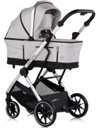 CHIPOLINO Carucior 3 in 1 pentru copii Aurora Platinum reversibil spatar reglabil cadru din aluminiu suspensii geanta greutate admisa 22 kg