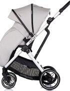 CHIPOLINO Carucior 3 in 1 pentru copii Aurora Platinum reversibil spatar reglabil cadru din aluminiu suspensii geanta greutate admisa 22 kg