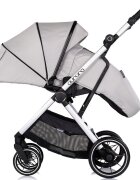 CHIPOLINO Carucior 3 in 1 pentru copii Aurora Platinum reversibil spatar reglabil cadru din aluminiu suspensii geanta greutate admisa 22 kg