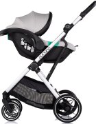 CHIPOLINO Carucior 3 in 1 pentru copii Aurora Platinum reversibil spatar reglabil cadru din aluminiu suspensii geanta greutate admisa 22 kg