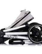 CHIPOLINO Carucior 3 in 1 pentru copii Aurora Platinum reversibil spatar reglabil cadru din aluminiu suspensii geanta greutate admisa 22 kg