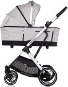 CHIPOLINO Carucior 3 in 1 pentru copii Aurora Platinum reversibil spatar reglabil cadru din aluminiu suspensii geanta greutate admisa 22 kg