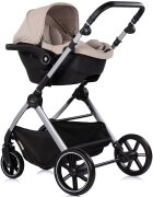 CHIPOLINO Carucior 3 in 1 pentru copii Pearl Latte transformabil reversibil roti cu suspensii geanta pentru infasat greutate admisa 22 kg