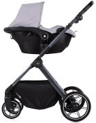 CHIPOLINO Carucior 3 in 1 pentru copii Pearl Platinum transformabil reversibil roti cu suspensii geanta pentru infasat greutate admisa 22 kg