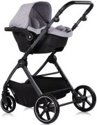CHIPOLINO Carucior 3 in 1 pentru copii Pearl Platinum transformabil reversibil roti cu suspensii geanta pentru infasat greutate admisa 22 kg