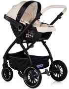 CHIPOLINO Carucior 3 in 1 pentru copii Prestige Cashmere reversibil cadru din aluminiu roti cu suspensii greutate admisa 22 kg