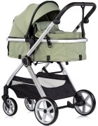 CHIPOLINO Carucior 3 in 1 pentru copii Vista Basil transformabil cadru din aluminiu sezut reversibil maner reglabil suspensii husa de picioare geanta greutate suportata 22 kg