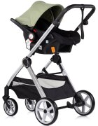 CHIPOLINO Carucior 3 in 1 pentru copii Vista Basil transformabil cadru din aluminiu sezut reversibil maner reglabil suspensii husa de picioare geanta greutate suportata 22 kg
