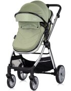 CHIPOLINO Carucior 3 in 1 pentru copii Vista Basil transformabil cadru din aluminiu sezut reversibil maner reglabil suspensii husa de picioare geanta greutate suportata 22 kg