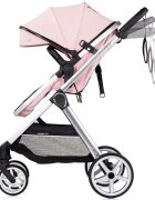 CHIPOLINO Carucior 3 in 1 pentru copii Vista Pink Marshmallow transformabil cadru din aluminiu sezut reversibil maner reglabil suspensii husa de picioare geanta greutate suportata 22 kg