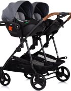 CHIPOLINO Carucior gemeni Duo Smart 3 in 1 cloud Cadru aluminiu pliere compacta Suspensii si frana Spartar reglabil accesorii incluse