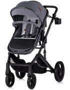 CHIPOLINO Carucior pentru copii Amore Cloud Grey 2 in 1 cu sezut reversibil maner reglabil suspensii husa de picioare gentuta suport pahar greutate admisa 22 kg