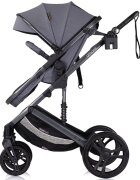 CHIPOLINO Carucior pentru copii Amore Cloud Grey 2 in 1 cu sezut reversibil maner reglabil suspensii husa de picioare gentuta suport pahar greutate admisa 22 kg