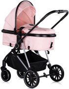 CHIPOLINO Carucior pentru copii Aura 3 in 1 pink marshmallow tranformabil spatar reglabil Suspensii Maner reglabil accesorii incluse