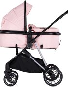 CHIPOLINO Carucior pentru copii Aura 3 in 1 pink marshmallow tranformabil spatar reglabil Suspensii Maner reglabil accesorii incluse