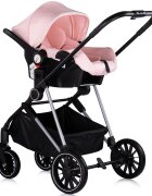CHIPOLINO Carucior pentru copii Aura 3 in 1 pink marshmallow tranformabil spatar reglabil Suspensii Maner reglabil accesorii incluse