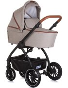 CHIPOLINO Carucior Prestige 3 in 1 tiramisu cu suspensii cadru din aluminiu rucsac husa picioare greutate admisa 22 kg
