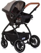 CHIPOLINO Carucior Prestige 3 in 1 tiramisu cu suspensii cadru din aluminiu rucsac husa picioare greutate admisa 22 kg
