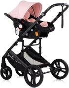 CHIPOLINO Carucior transformabil 3 in 1 pentru copii Amore Powder Pink cu suspensii sezut reversibil accesorii greutate suportata 22 kg