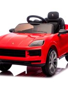 CHIPOLINO Masinuta electrica pentru copii Porsche Cayenne Red cu suspensii usi cu deschidere greutate admisa 30 kg