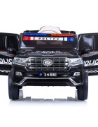 CHIPOLINO Masinuta electrica pentru copii SUV Police Patrol cu scaun din piele black 40W centura siguranta deschidere usi telecomanda Usb si lumini