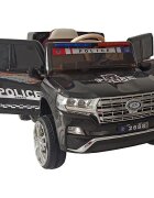 CHIPOLINO Masinuta electrica pentru copii SUV Police Patrol cu scaun din piele black 40W centura siguranta deschidere usi telecomanda Usb si lumini