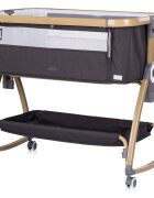 CHIPOLINO Patut co-sleeper Charisma Charcoal Wood cu laterala culisanta si functie de leagan