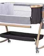 CHIPOLINO Patut co-sleeper Charisma Charcoal Wood cu laterala culisanta si functie de leagan