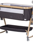 CHIPOLINO Patut co-sleeper Charisma Charcoal Wood cu laterala culisanta si functie de leagan