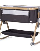 CHIPOLINO Patut co-sleeper Charisma Charcoal Wood cu laterala culisanta si functie de leagan