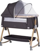 CHIPOLINO Patut co-sleeper Charisma Charcoal Wood cu laterala culisanta si functie de leagan
