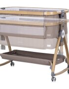 CHIPOLINO Patut co-sleeper Charisma Latte Wood cu laterala culisanta si functie de leagan