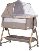 CHIPOLINO Patut co-sleeper Charisma Latte Wood cu laterala culisanta si functie de leagan