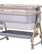 CHIPOLINO Patut co-sleeper Charisma Platinum Wood cu laterala culisanta si functie de leagan