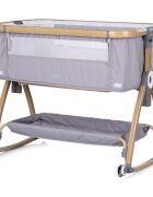 CHIPOLINO Patut co-sleeper Charisma Platinum Wood cu laterala culisanta si functie de leagan