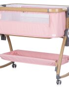 CHIPOLINO Patut co-sleeper Charisma Powder Pink Wood cu laterala culisanta si functie de leagan