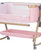 CHIPOLINO Patut co-sleeper Charisma Powder Pink Wood cu laterala culisanta si functie de leagan