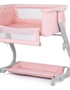 CHIPOLINO Patut co-sleeper Eleganza Pink Marshmallow cu laterala culisanta si pozitie anti-reflux