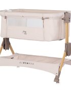 CHIPOLINO Patut co-sleeper pliabil SleepNFold Cashmere cu inaltime reglabila pozitie anti-reflux functie de leganare salteluta de infasat plasa anti-insecte roti cu frana
