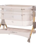 CHIPOLINO Patut co-sleeper pliabil SleepNFold Cashmere cu inaltime reglabila pozitie anti-reflux functie de leganare salteluta de infasat plasa anti-insecte roti cu frana
