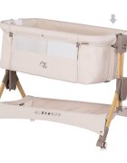 CHIPOLINO Patut co-sleeper pliabil SleepNFold Cashmere cu inaltime reglabila pozitie anti-reflux functie de leganare salteluta de infasat plasa anti-insecte roti cu frana